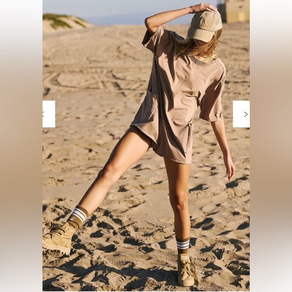 Free People FP Movement Hot Shot Tea Romper in Mocha Latte Size XL NWT - Picture 4 of 4